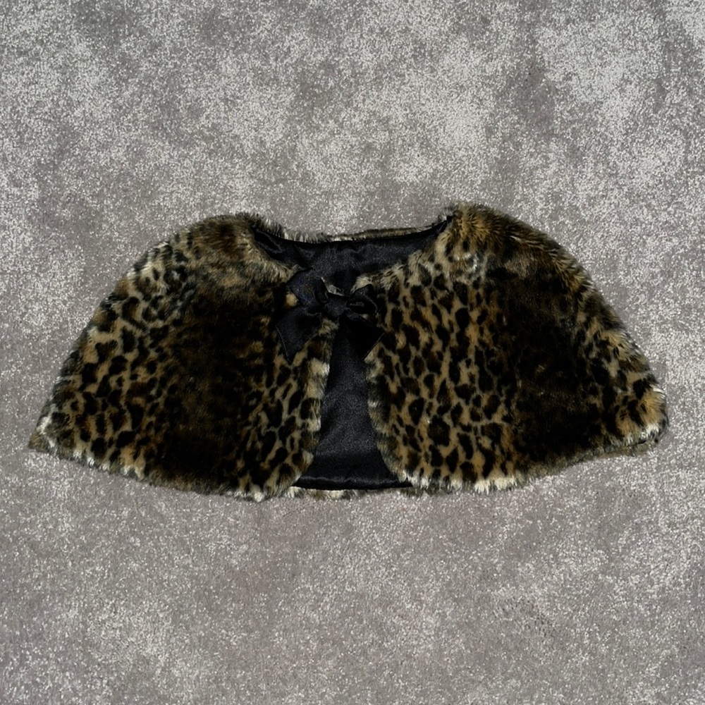 Kids Animal Print Faux Fur Cape